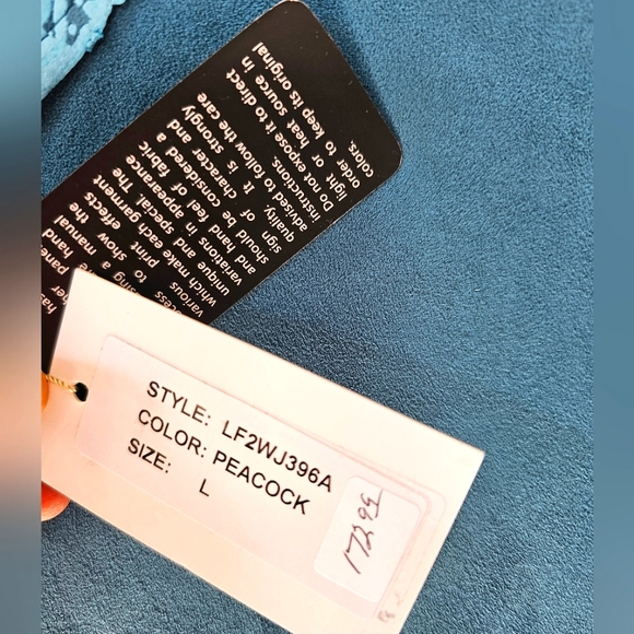 NWT Lemon Grass Peacock Hand Printed Jacket - Picture 5 of 12